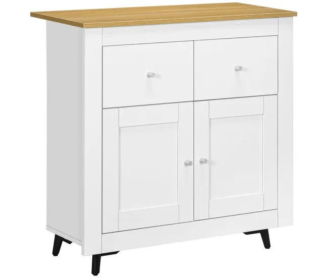 HOMCOM Aparador de Cocina Buffet Auxiliar de Comedor Vanguardista con Puertas Dobles y 2 Cajones para Salón Entrada Oficin...