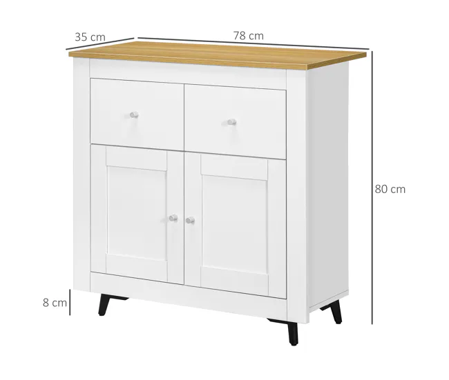 HOMCOM Aparador de Cocina Buffet Auxiliar de Comedor Vanguardista con Puertas Dobles y 2 Cajones para Salón Entrada Oficin...