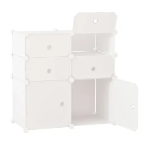 HOMCOM Armario Por módulos Plástico Estanterí 6 Cubos Ropero Zapatero Aparador Combinado Pegatinas Adhesivas Decorativas R...