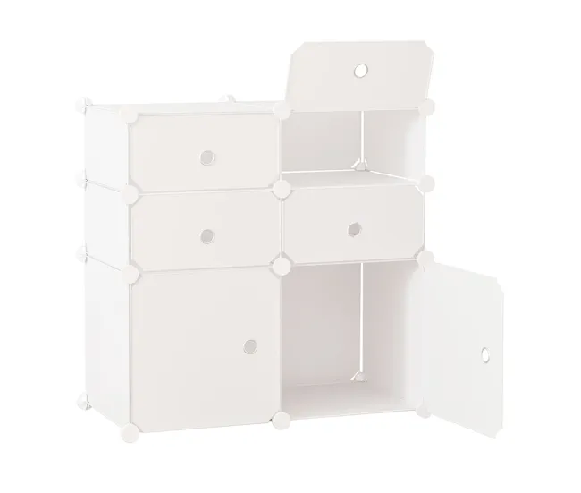 HOMCOM Armario Por módulos Plástico Estanterí 6 Cubos Ropero Zapatero Aparador Combinado Pegatinas Adhesivas Decorativas R...