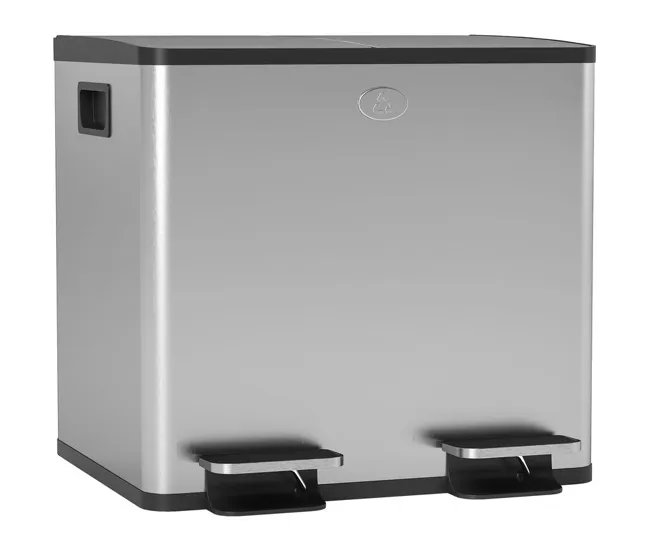 HOMCOM Cubo de Basura de Cocina con 2 Compartimentos 2x15L Papelera de Cocina de Acero Inoxidable con Pedales Tapas de Cie...