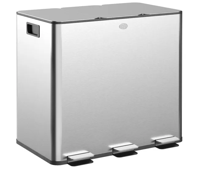 HOMCOM Cubo de Basura de Cocina con 3 Compartimentos 3x15L Papelera de Cocina de Acero Inoxidable con Pedales Tapas de Cie...