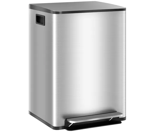 HOMCOM Cubo de Basura de Cocina con 2 Compartimentos 2x20L Papelera de Cocina de Acero Inoxidable con Pedal Tapa de Cierre...