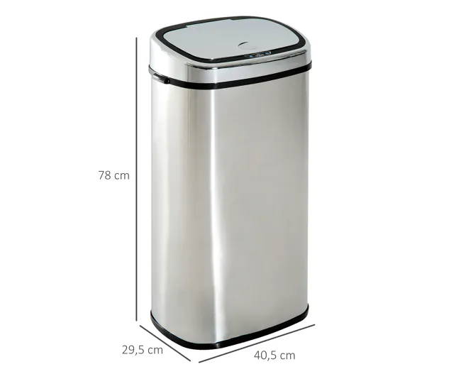 HOMCOM Cubo de Basura Cocina Inteligente de Acero Inoxidable 68L con Sensor de Infrarroja de Apertura Automática y Contact...