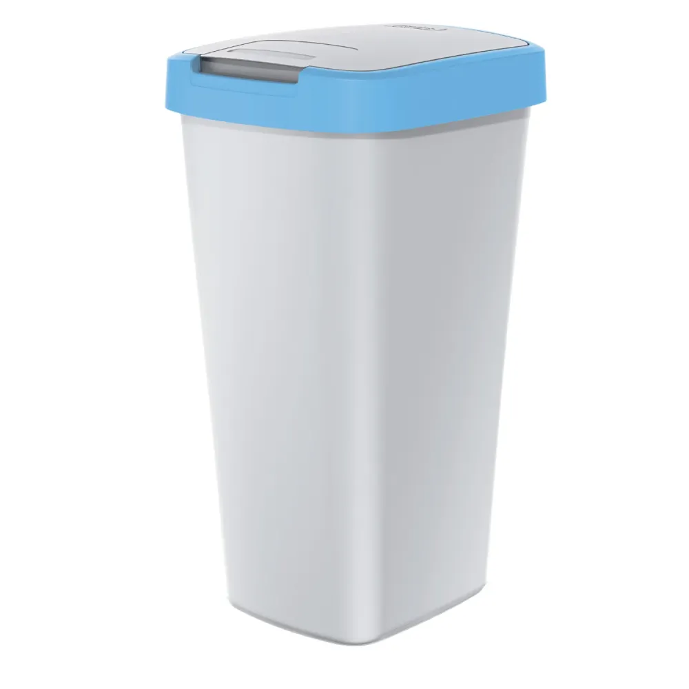 KEDEN COMPACTA Q Papelera con Marco Cubo de Basura (25 L, Ceniza/Azul Obvio