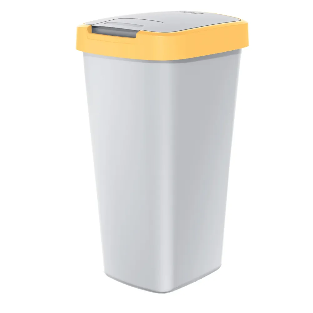 KEDEN COMPACTA Q Papelera con Marco Cubo de Basura (25 L, Ceniza/Amarillo Definido
