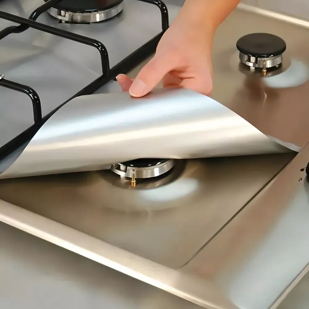 12 Laminas Protector Cocina Papel Aluminio Estufa Fogón Gas