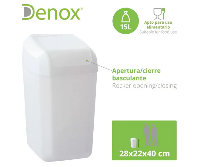Papelera Denox Blanco 15 L (28 x 22 x 40 cm)