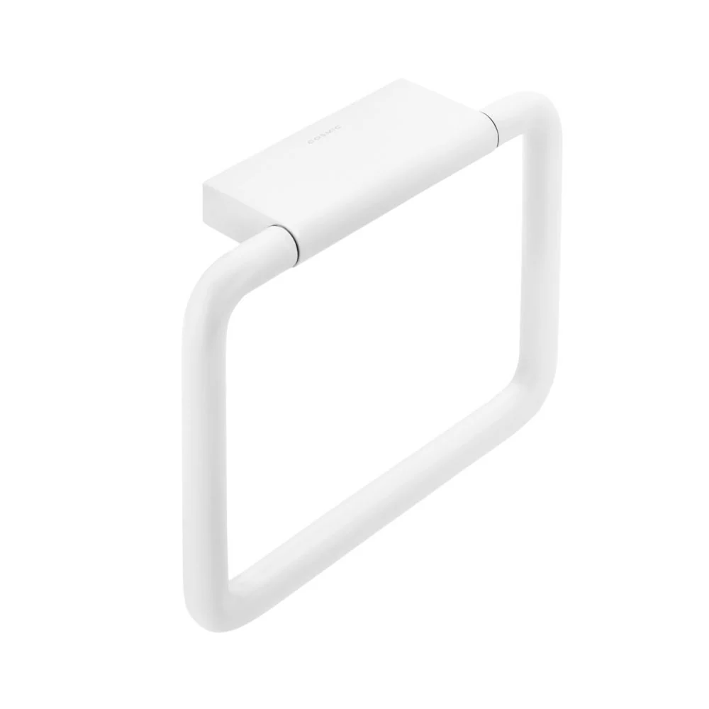 Porta asciugamani sospeso ad anello ottone della collezione 'Black & White' Cosmic - Bianco satinato 5x20x15 cm