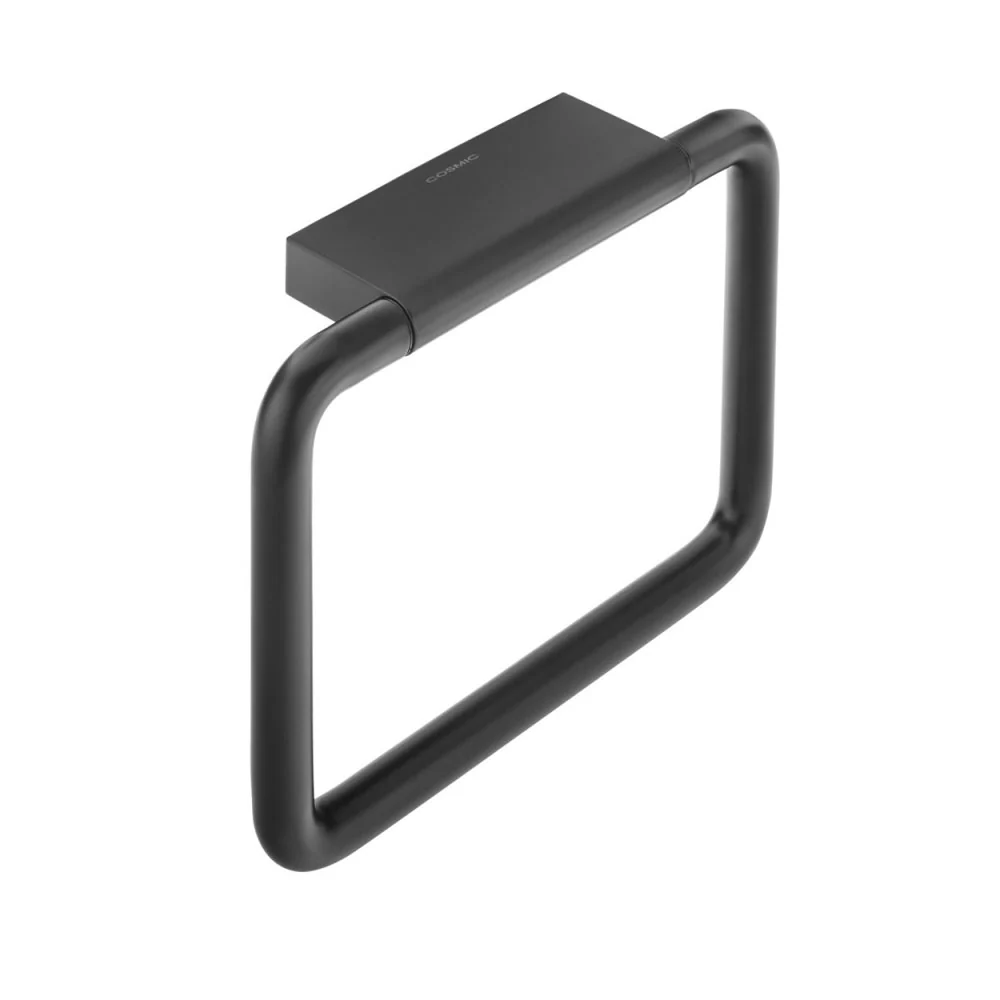 Porta asciugamani sospeso ad anello ottone della collezione 'Black & White' Cosmic - Nero satinato 5x20x15 cm