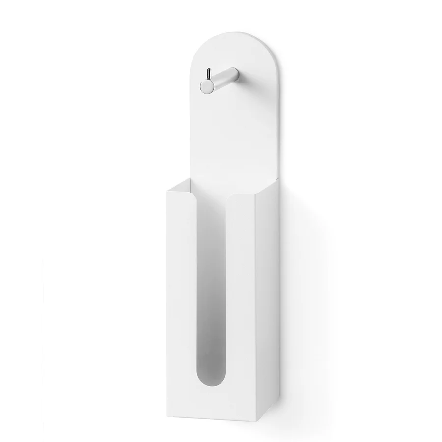 Porta papel higiénico con reserva para rollos en aluminio y Mattstone blanco Lineabeta colección Saeta
