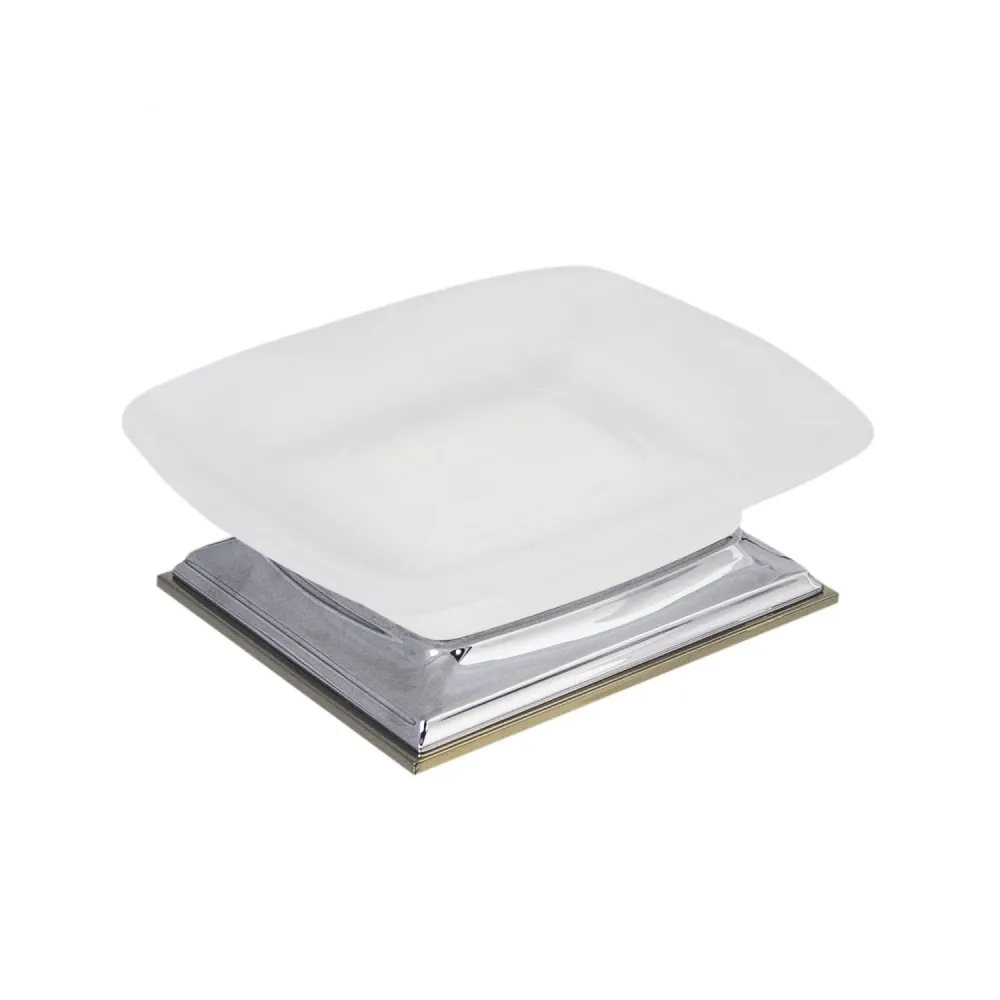 Porta sapone d'appoggio ottone cromato e vetro collezione Portofino di Colombo Design