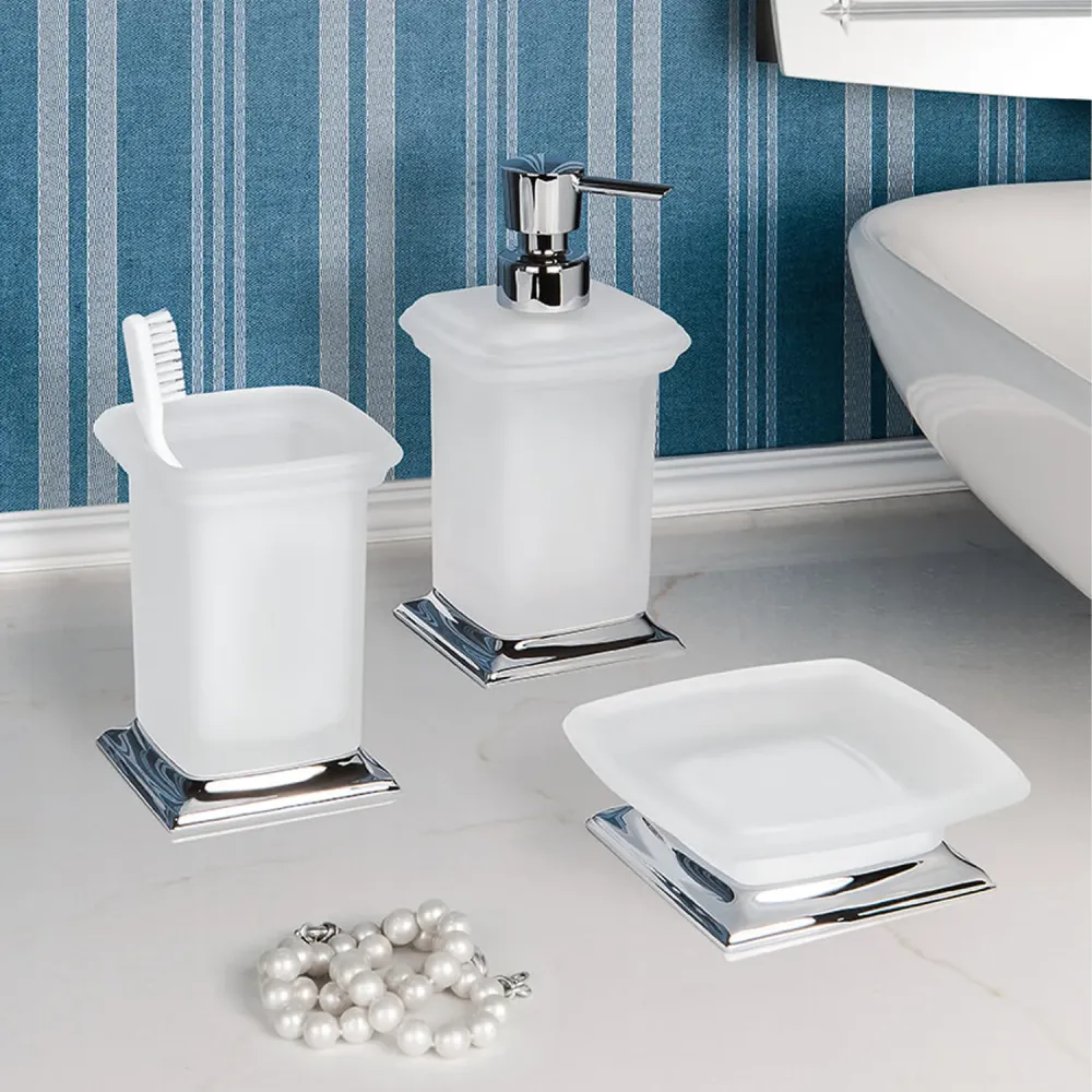 Porta sapone d'appoggio ottone cromato e vetro collezione Portofino di Colombo Design