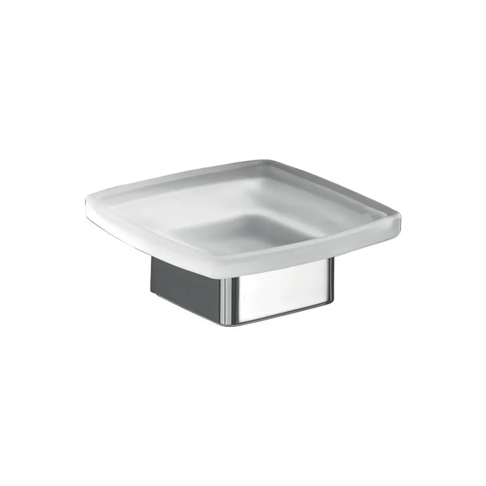 Portasapone da appoggio Gedy serie Lounge con contenitore Vetro Satinato - Cromato