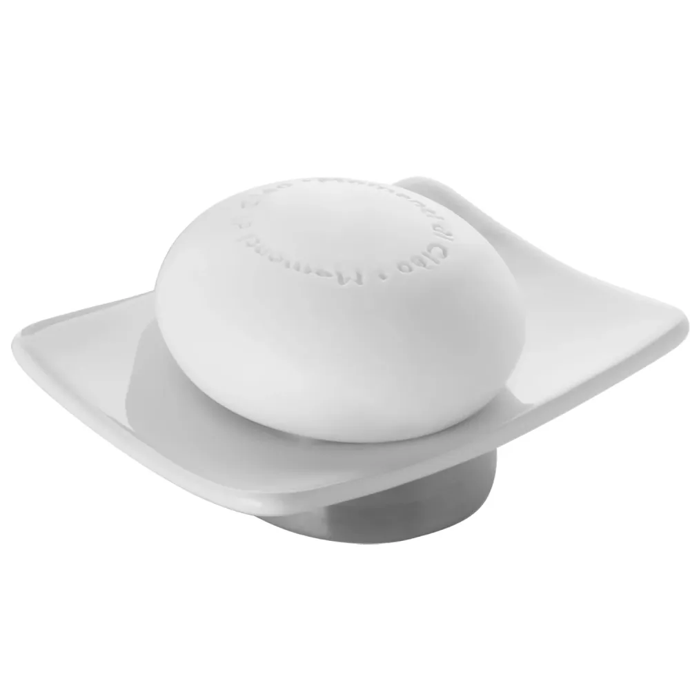 Portasapone de cerámica y acero inoxidable Gedy serie Petunia - Blanco