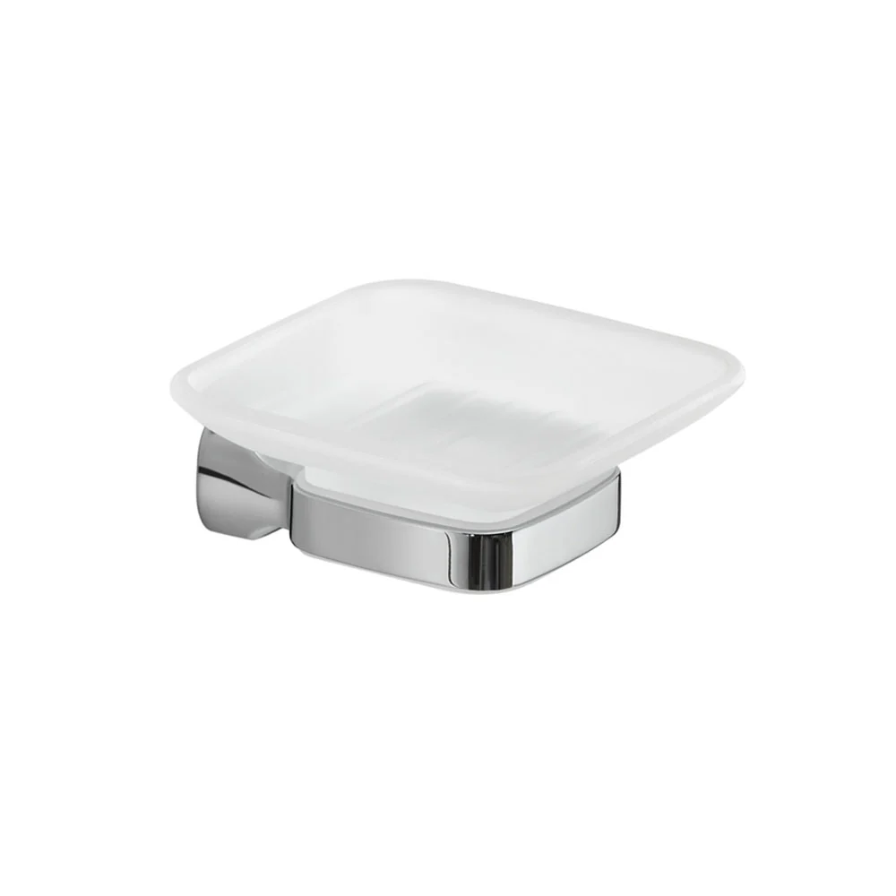 Portasapone parete Acciaio Inox e Vetro Satinato Gedy serie Stelvio - Cromato