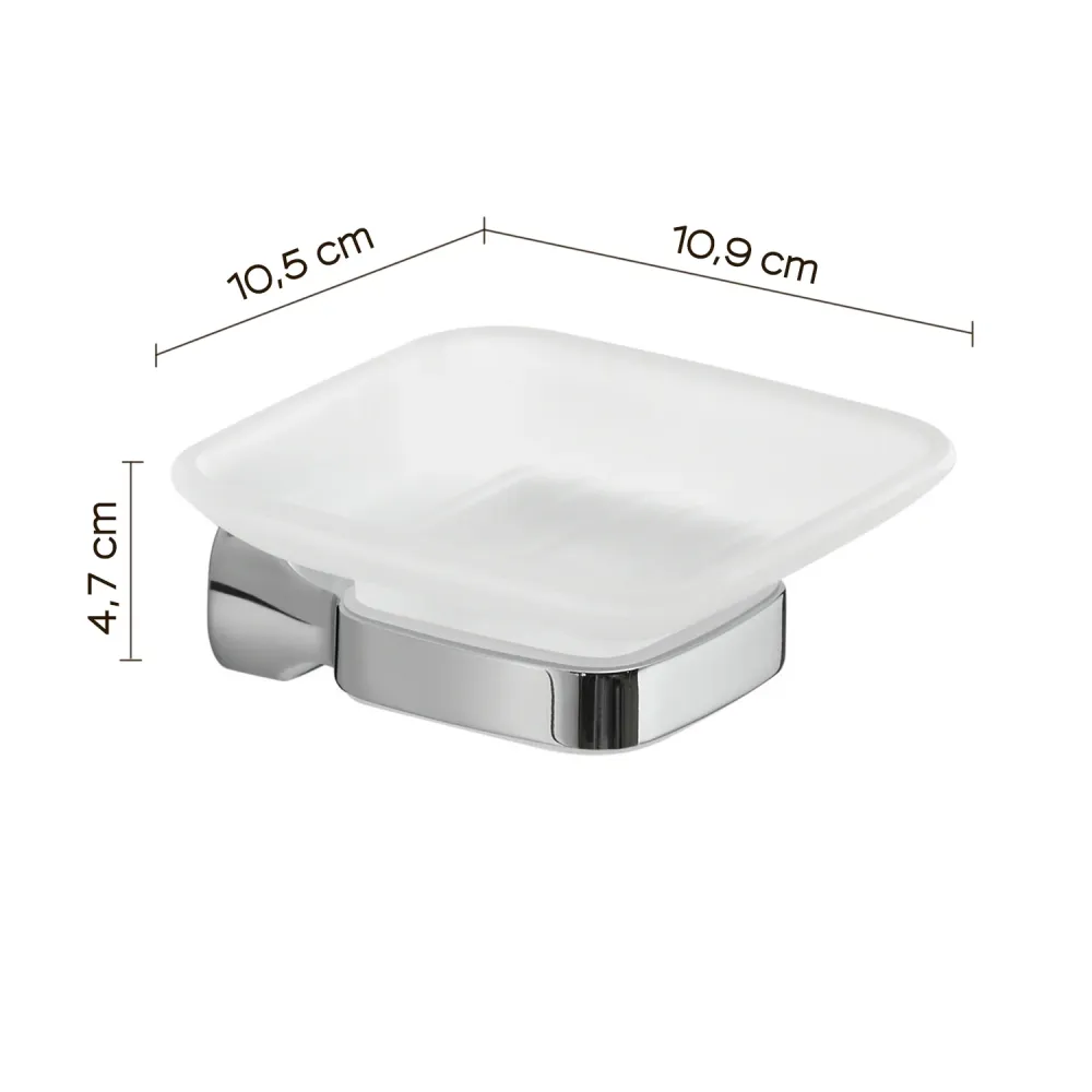 Portasapone parete Acciaio Inox e Vetro Satinato Gedy serie Stelvio - Cromato