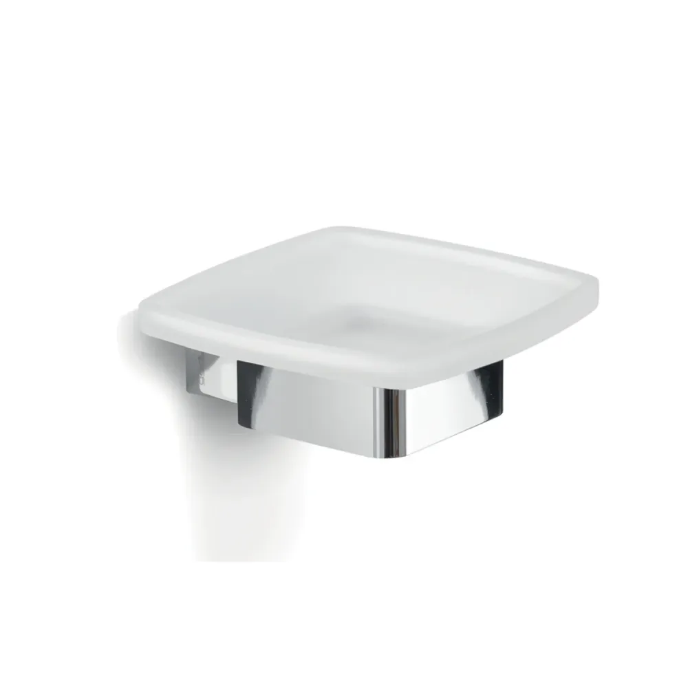 Portasapone parete Gedy serie Lounge con contenitore Vetro Satinato - Cromato