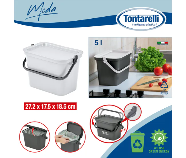 Set de 2 papeleras 5L Blanco con asa