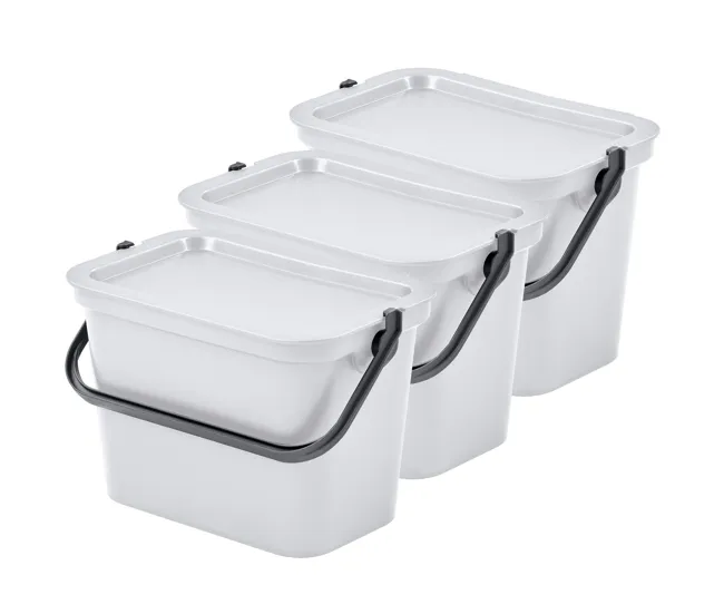 Set de 3 papeleras 5L salvia con asa