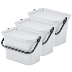 Set de 3 papeleras 5L salvia con asa