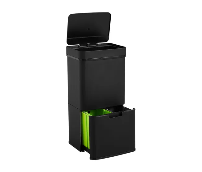 WELL HOME Papelera de reciclaje 62L (37L+25L) con 2 compartimentos