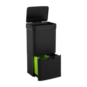WELL HOME Papelera de reciclaje 62L (37L+25L) con 2 compartimentos
