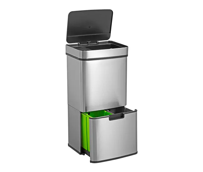 WELL HOME Papelera de reciclaje 67L (42L+25L) con 2 compartimentos
