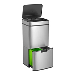 WELL HOME Papelera de reciclaje 67L (42L+25L) con 2 compartimentos