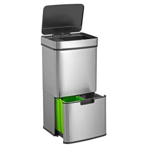 WELL HOME Papelera de reciclaje 72L (47L+25L) con 2 compartimentos