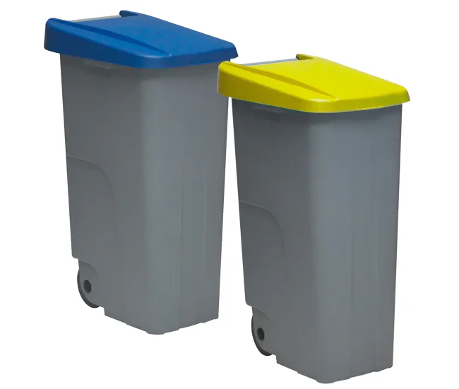 WELL HOME Set de 2 Contenedores Cerrados de 110L Azul+Amarillo H.88cm