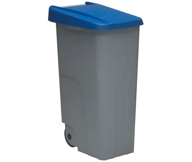 WELL HOME Set de 2 Contenedores Cerrados de 110L Azul+Amarillo H.88cm