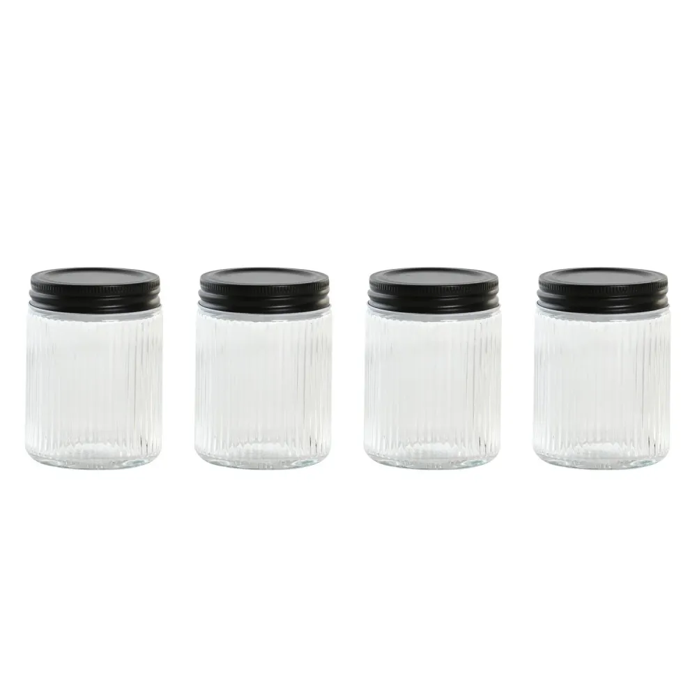 BOTE SET 4 CRISTAL ACERO 7X7X10 325ML TRANSPARENTE