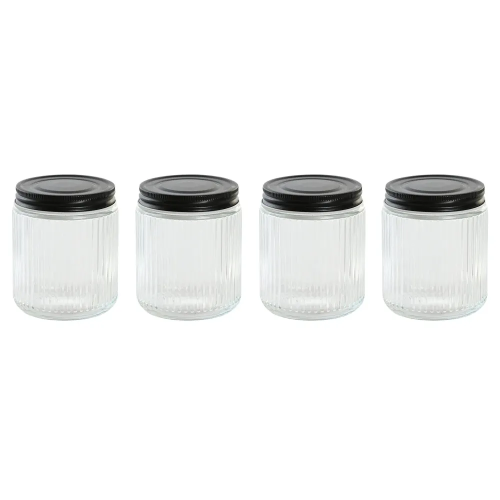 BOTE SET 4 CRISTAL ACERO 9X9X11 560ML TRANSPARENTE