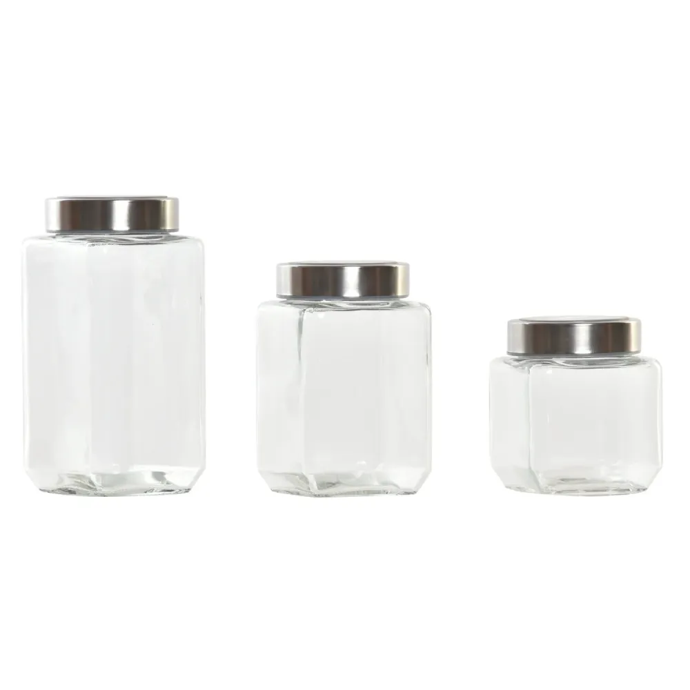 BOTE SET 3 CRISTAL INOX 8:5X8:5X18 1L 750ML/500Ml