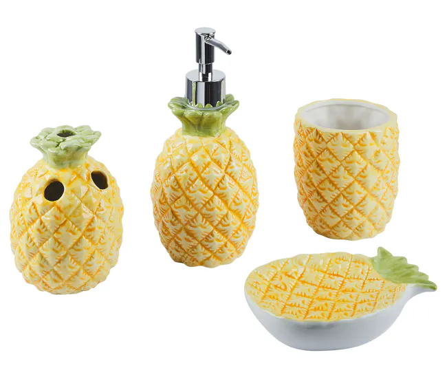 Conjunto de accesorios de baño de cerámica amarillo/verde MAICAO
