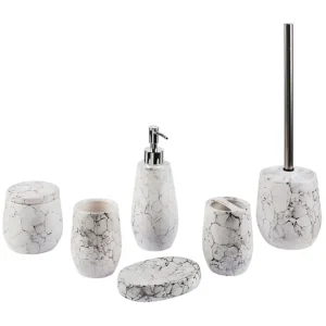 Conjunto de accesorios de baño de cerámica blanco crema/negro CALLELA