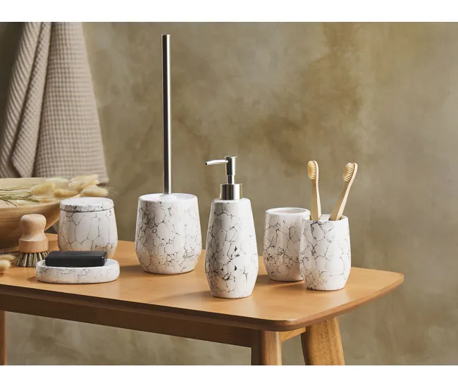 Conjunto de accesorios de baño de cerámica blanco crema/negro CALLELA