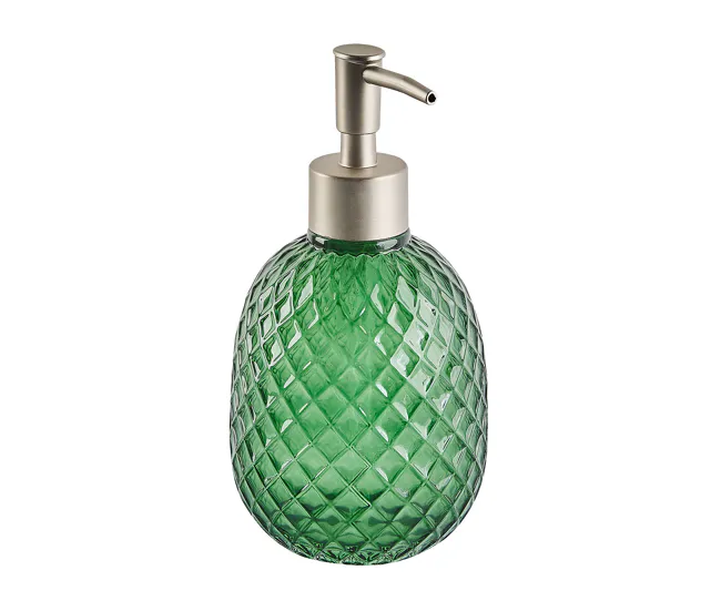 Conjunto de 4 accesorios de baño de vidrio verde/plateado CANOA