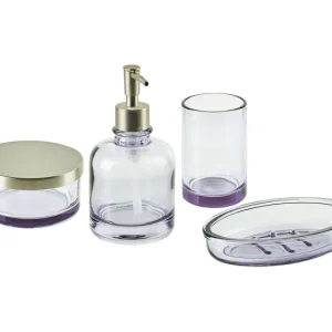 Conjunto de 4 accesorios de baño de vidrio violeta/plateado TELMA