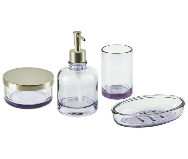 Conjunto de 4 accesorios de baño de vidrio violeta/plateado TELMA