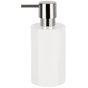 Dispensador De Jabon Spirella "Tube" De Porcelana Cromado Ø7 X 16 Cm