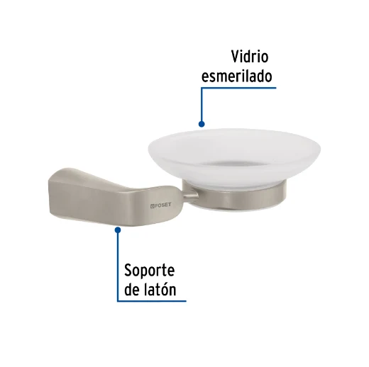 Jabonera con plato de vidrio, satinado, línea Riviera