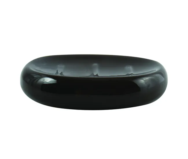 Jabonera Msv "Java" De Gres En Color Negro 13 X 10 X 3 Cm
