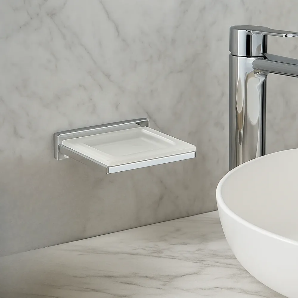Jabonera De Vidrio Satinado "Geometric" - Tecnobath