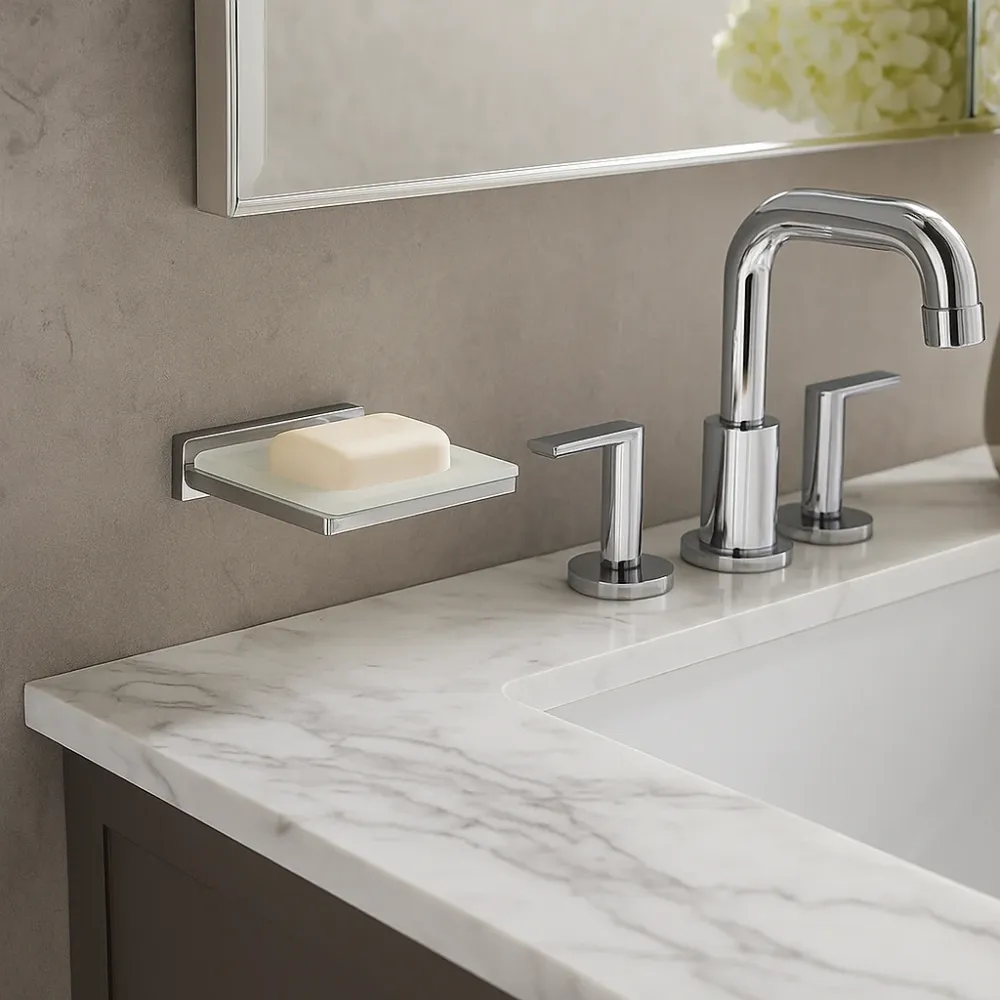 Jabonera De Vidrio Satinado "Geometric" - Tecnobath