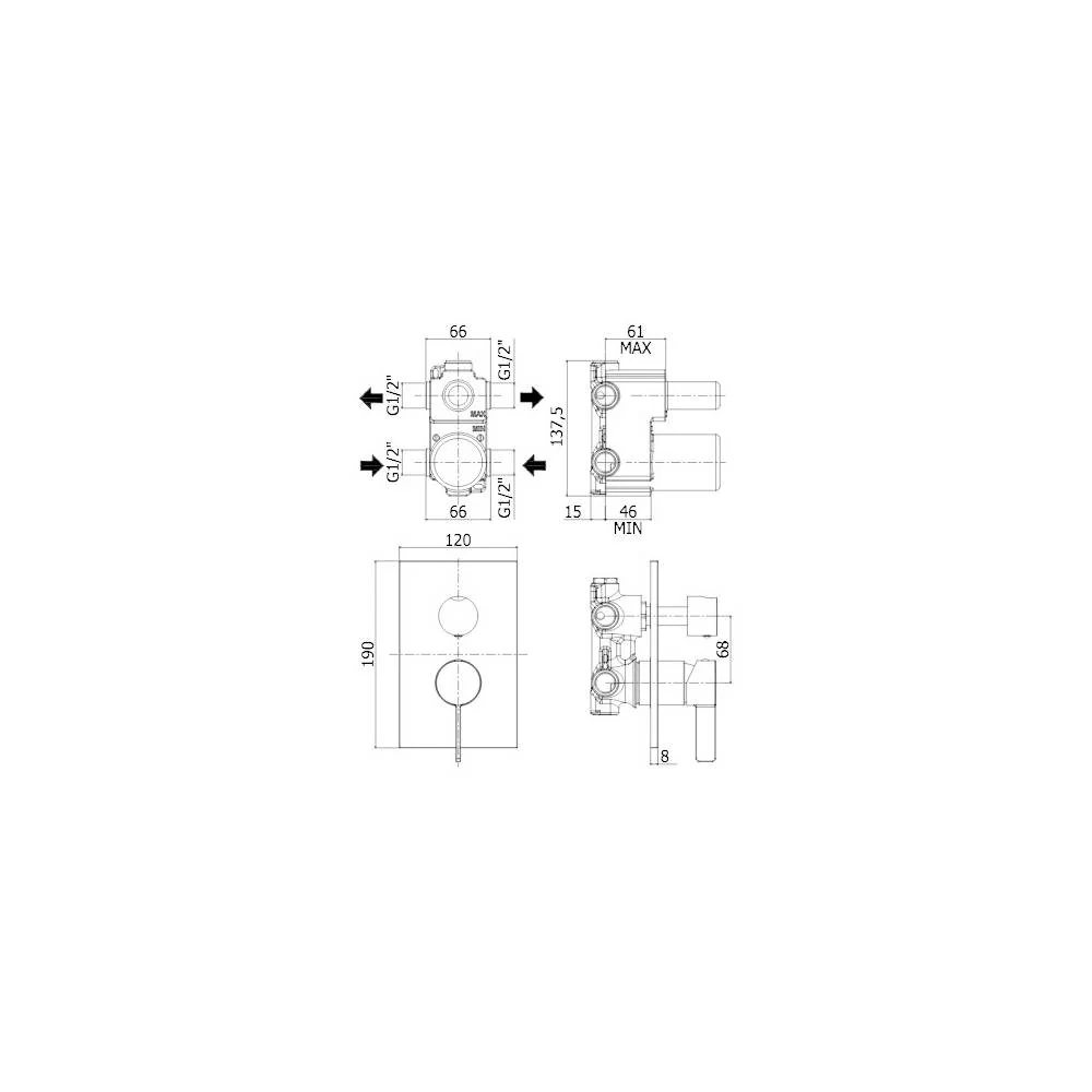 Miscelatore doccia con piastra acciaio inox serie Rock modello RO018ST/M Acero looking Paffoni