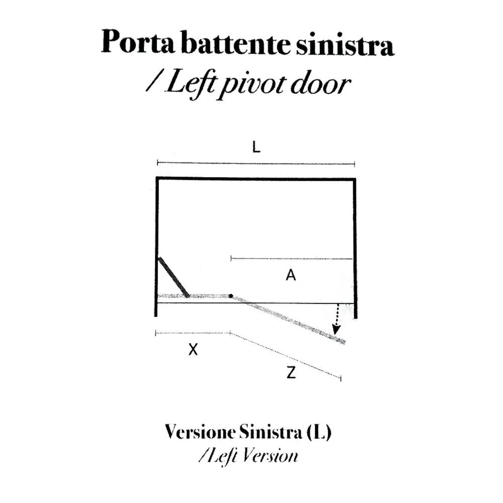 Porta doccia battente versione sinistra cm 90 modello Atlas cristallo temperato mm 8