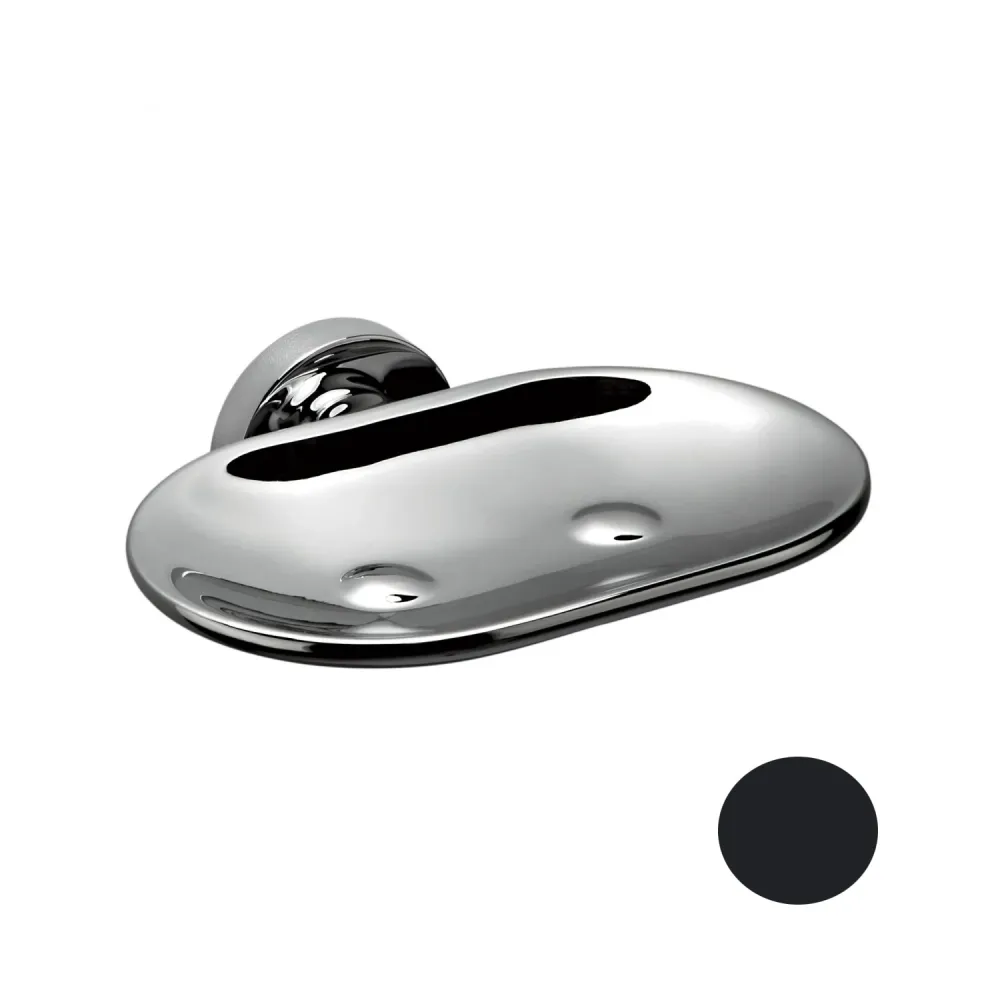 Porta jabon inamovible en latón negro Colombo Design colección Sencillo Con fijación con taco