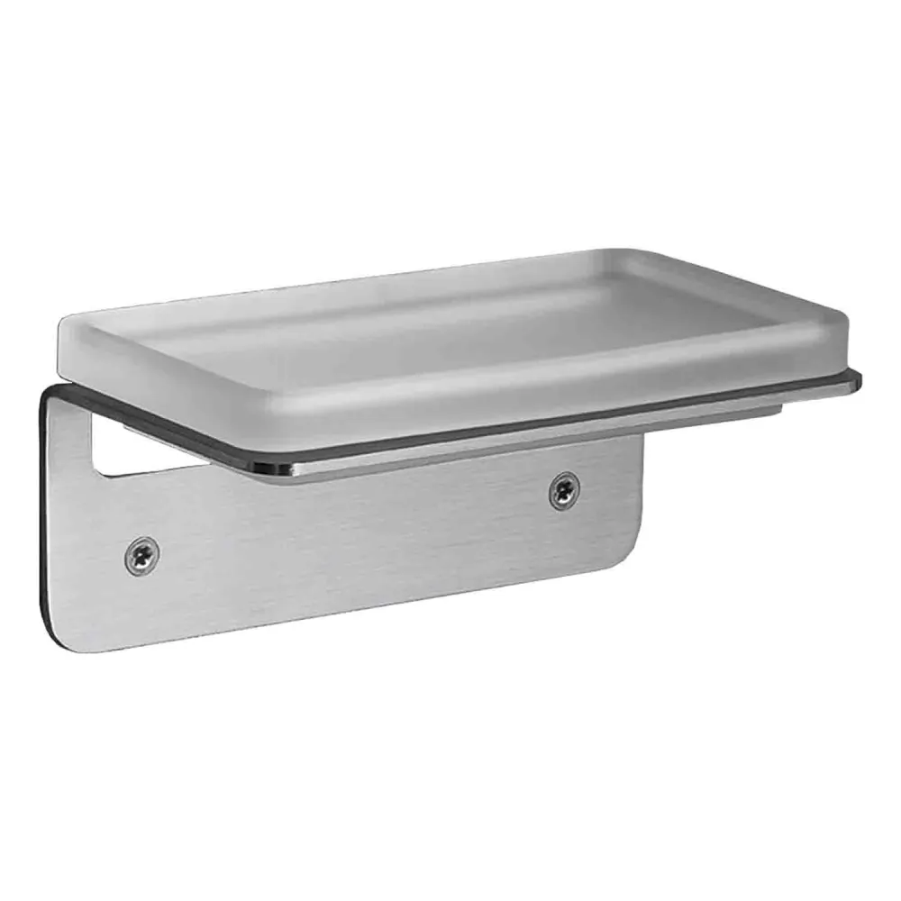 Porta jabon satinado fijación con tornillos colección Over de Colombo Design